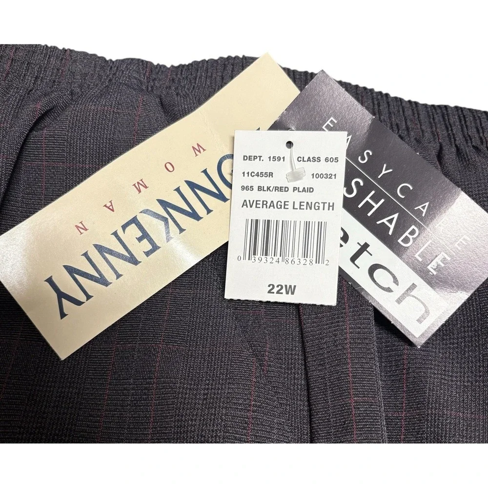 Vintage Donnkenny Woman Size 22W Black Red Plaid Dress Slacks Elastic NWT - Picture 14 of 14